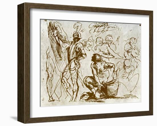 A Page of Sketches, by Titian-Titian (Tiziano Vecelli)-Framed Giclee Print