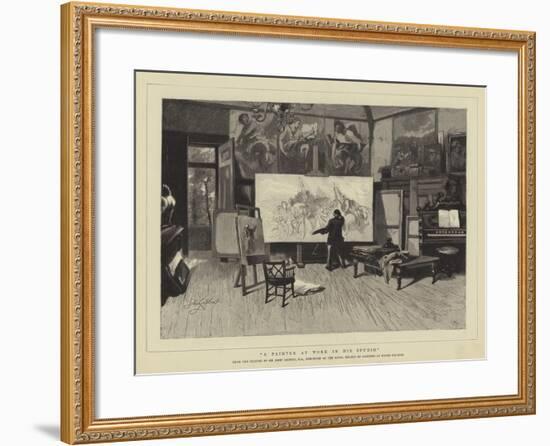 A Painter at Work in His Studio-Sir John Gilbert-Framed Giclee Print