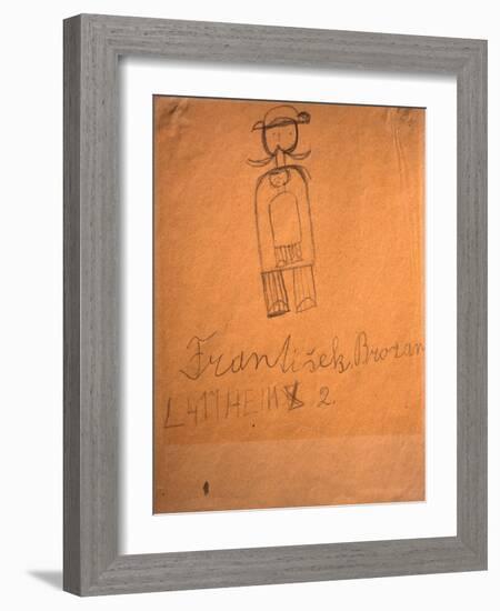 A painting by one of the Jewish children who were incarcerated in the Terezin (Theresienstadt)-Werner Forman-Framed Giclee Print