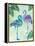 A pair of Blue Coast Flamingos with Palm fronds-Bee Sturgis-Framed Stretched Canvas