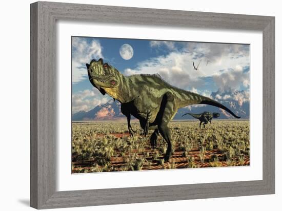 A Pair of Carnivorous Yangchuanosaurus Dinosaurs-null-Framed Art Print