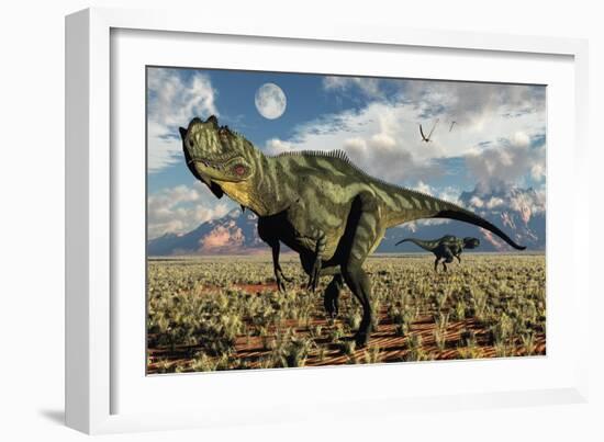 A Pair of Carnivorous Yangchuanosaurus Dinosaurs-null-Framed Art Print