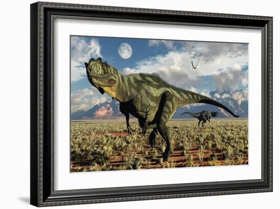 A Pair of Carnivorous Yangchuanosaurus Dinosaurs-null-Framed Art Print