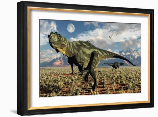 A Pair of Carnivorous Yangchuanosaurus Dinosaurs-null-Framed Art Print