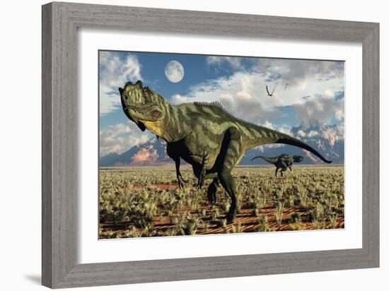 A Pair of Carnivorous Yangchuanosaurus Dinosaurs-null-Framed Premium Giclee Print
