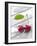 A Pair of Cherries with a Leaf on a Wooden Table-Jürgen Klemme-Framed Photographic Print