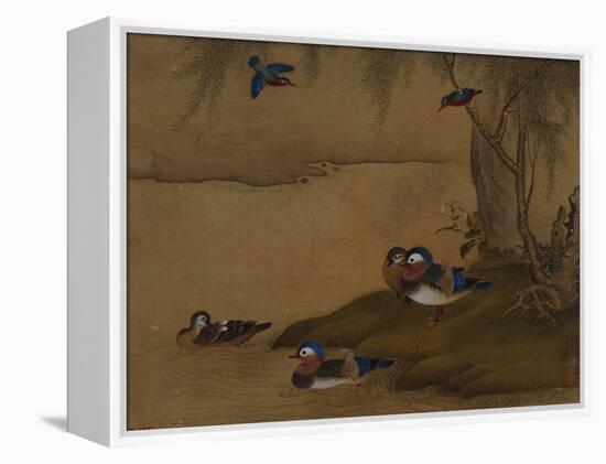 A Pair of Falcons. from an Album of Bird Paintings-Gao Qipei-Framed Premier Image Canvas