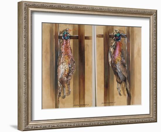 A Pair of Hanging Pheasants 1 & 2, 1985-Sandra Lawrence-Framed Giclee Print