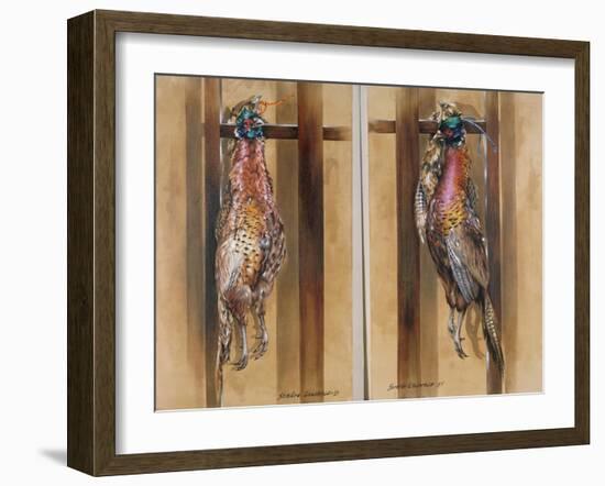 A Pair of Hanging Pheasants 1 & 2, 1985-Sandra Lawrence-Framed Giclee Print