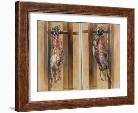 A Pair of Hanging Pheasants 1 & 2, 1985-Sandra Lawrence-Framed Giclee Print