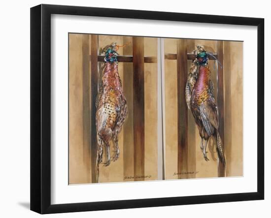 A Pair of Hanging Pheasants 1 & 2, 1985-Sandra Lawrence-Framed Giclee Print