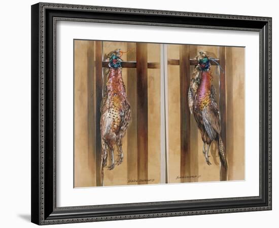 A Pair of Hanging Pheasants 1 & 2, 1985-Sandra Lawrence-Framed Giclee Print