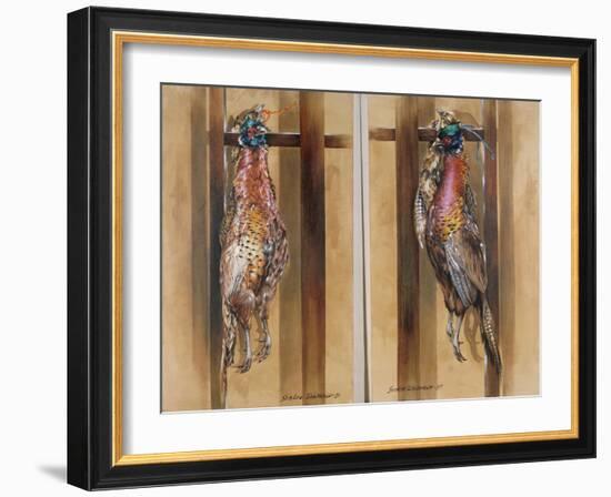 A Pair of Hanging Pheasants 1 & 2, 1985-Sandra Lawrence-Framed Giclee Print