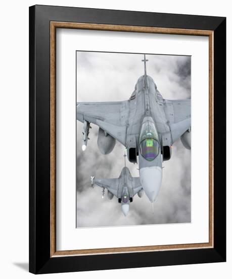 A Pair of Hungarian Air Force Jas-39 Gripen over Lithuania-Stocktrek Images-Framed Premium Photographic Print