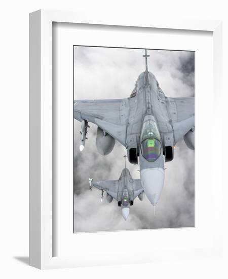 A Pair of Hungarian Air Force Jas-39 Gripen over Lithuania-Stocktrek Images-Framed Premium Photographic Print