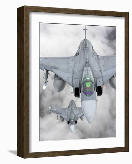 A Pair of Hungarian Air Force Jas-39 Gripen over Lithuania-Stocktrek Images-Framed Photographic Print