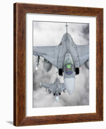 A Pair of Hungarian Air Force Jas-39 Gripen over Lithuania-Stocktrek Images-Framed Photographic Print