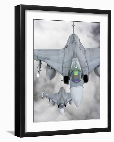 A Pair of Hungarian Air Force Jas-39 Gripen over Lithuania-Stocktrek Images-Framed Photographic Print