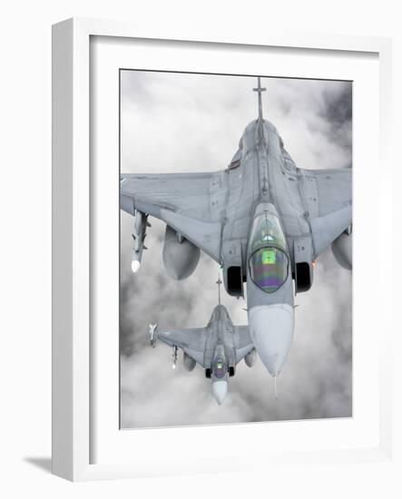 A Pair of Hungarian Air Force Jas-39 Gripen over Lithuania-Stocktrek Images-Framed Photographic Print