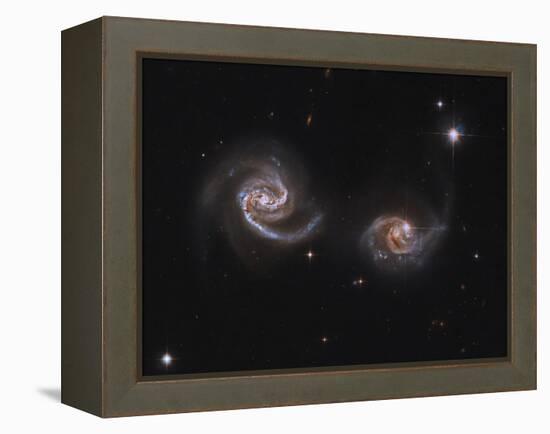 A Pair of Interacting Spiral Galaxies with Swirling Arms-null-Framed Premier Image Canvas