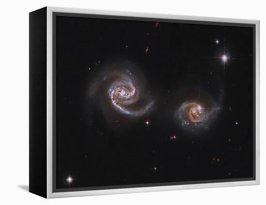 A Pair of Interacting Spiral Galaxies with Swirling Arms-null-Framed Premier Image Canvas