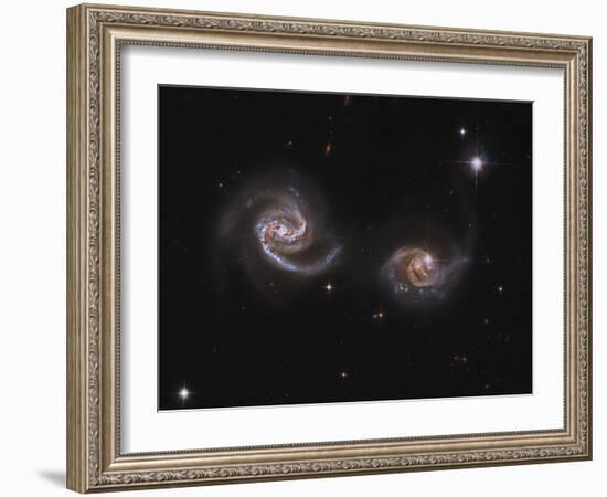 A Pair of Interacting Spiral Galaxies with Swirling Arms-null-Framed Photographic Print