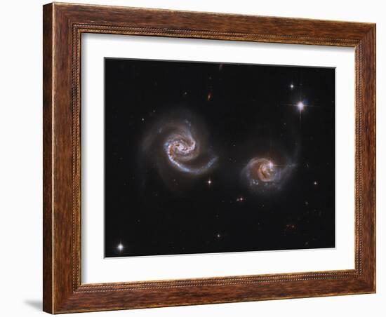 A Pair of Interacting Spiral Galaxies with Swirling Arms-null-Framed Photographic Print