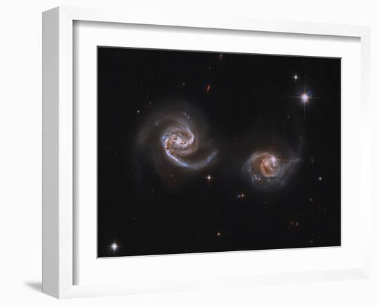 A Pair of Interacting Spiral Galaxies with Swirling Arms-null-Framed Photographic Print