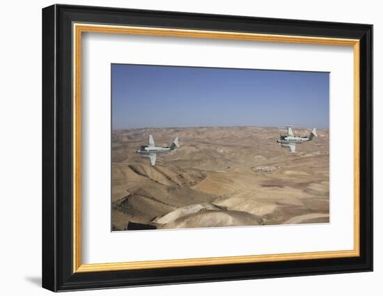 A Pair of Israeli Air Force B-200 Tzofit in Flight over Israel-Stocktrek Images-Framed Photographic Print