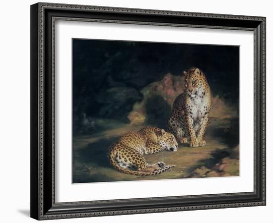 A Pair of Leopards, 1845-William Huggins-Framed Giclee Print