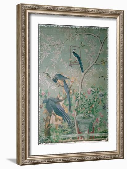 A Pair of Magpie Jays, Cut from 'The Birds of America' and Pasted onto Hand-Painted Chinese Wallpap-John James Audubon-Framed Giclee Print