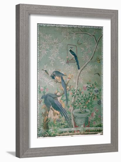 A Pair of Magpie Jays, Cut from 'The Birds of America' and Pasted onto Hand-Painted Chinese Wallpap-John James Audubon-Framed Giclee Print