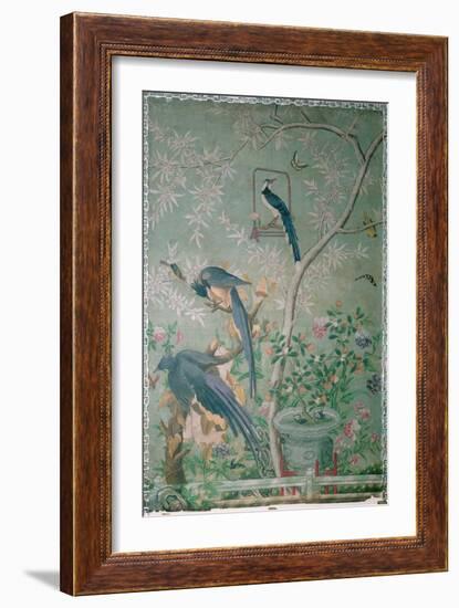 A Pair of Magpie Jays, Cut from 'The Birds of America' and Pasted onto Hand-Painted Chinese Wallpap-John James Audubon-Framed Giclee Print