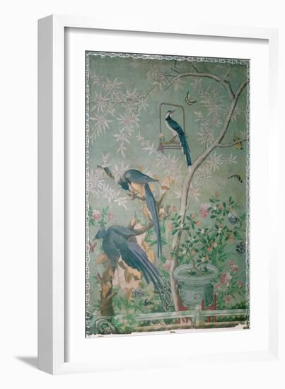 A Pair of Magpie Jays, Cut from 'The Birds of America' and Pasted onto Hand-Painted Chinese Wallpap-John James Audubon-Framed Giclee Print