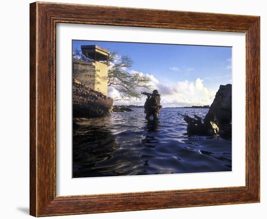 A Pair of Navy Seal Combat Swimmers Transition from Underwater to the Surface-Stocktrek Images-Framed Photographic Print