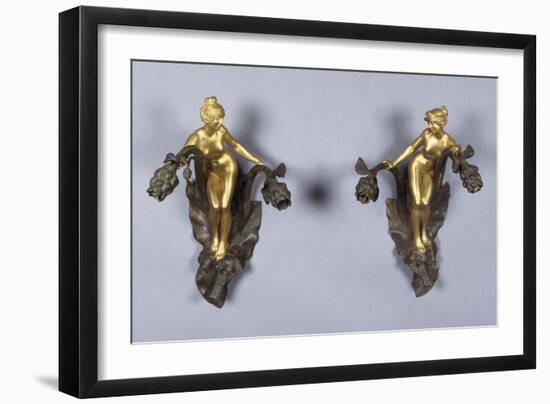 A Pair of Parcel Gilt Bronze Wall Sconces, Circa 1900-Franz Arthur Bischoff-Framed Giclee Print