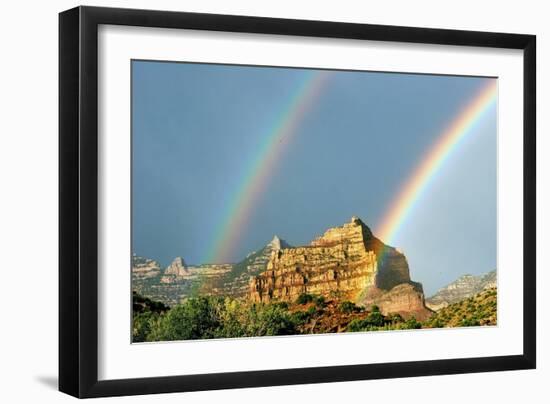 A Pair of Rainbows in Range Creek, Utah after a Thunderstorm., 2005 (Photo)-Ira Block-Framed Giclee Print