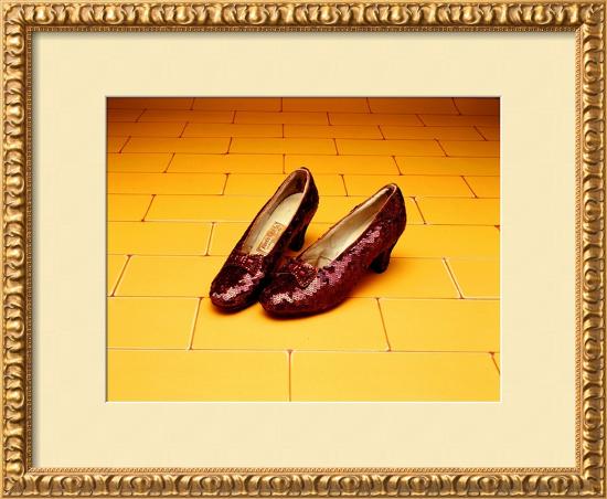 A Pair of Ruby Slippers Worn by Judy Garland in the 1939 MGM film "The Wizard of Oz"-null-Framed Art Print