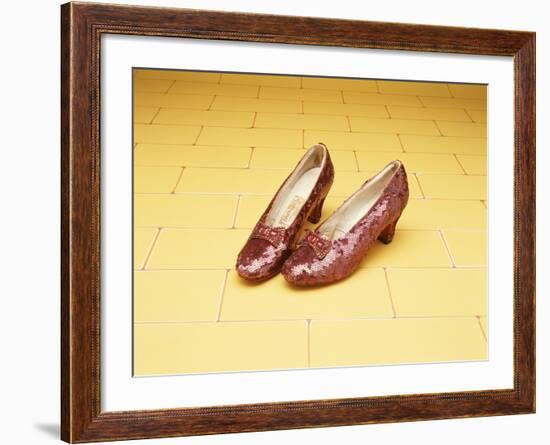 A Pair of Ruby Slippers Worn by Judy Garland in the 1939 MGM film "The Wizard of Oz"-null-Framed Giclee Print