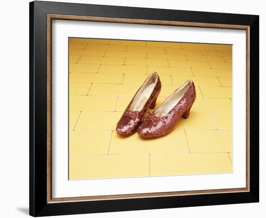 A Pair of Ruby Slippers Worn by Judy Garland in the 1939 MGM film "The Wizard of Oz"-null-Framed Giclee Print