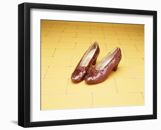 A Pair of Ruby Slippers Worn by Judy Garland in the 1939 MGM film "The Wizard of Oz"--Framed Giclee Print