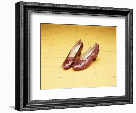 A Pair of Ruby Slippers Worn by Judy Garland in the 1939 MGM film "The Wizard of Oz"--Framed Giclee Print