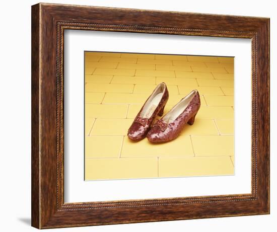 A Pair of Ruby Slippers Worn by Judy Garland in the 1939 MGM film "The Wizard of Oz"-null-Framed Premium Giclee Print