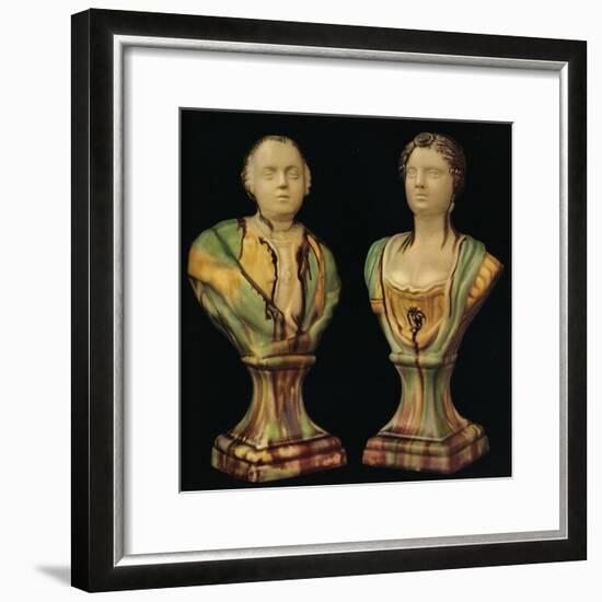 A Pair of Staffordshire Earthenware Busts Representing King George III and Queen Charlotte-Unknown-Framed Giclee Print