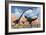 A Pair of Yangchuanosaurus Dinosaurs Confront an Omeisaurus-null-Framed Art Print