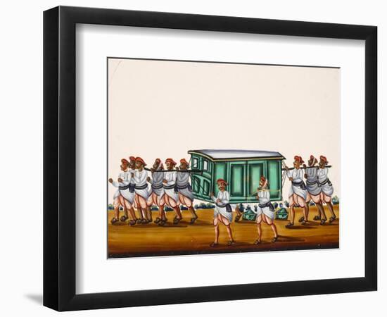 A Palanquin and Bearers on the Road Alongside a Man Carrying Goods on a Pole, from Thanjavur, India-null-Framed Giclee Print