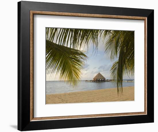 A Palapa and Sandy Beach, Placencia, Belize-William Sutton-Framed Photographic Print