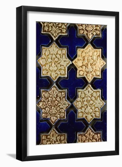 A Panel of Kashan Lustre Stellar and Cobalt Cruciform Tiles, 13th Century-null-Framed Giclee Print