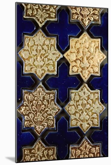 A Panel of Kashan Lustre Stellar and Cobalt Cruciform Tiles, 13th Century-null-Mounted Giclee Print