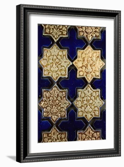 A Panel of Kashan Lustre Stellar and Cobalt Cruciform Tiles, 13th Century-null-Framed Giclee Print